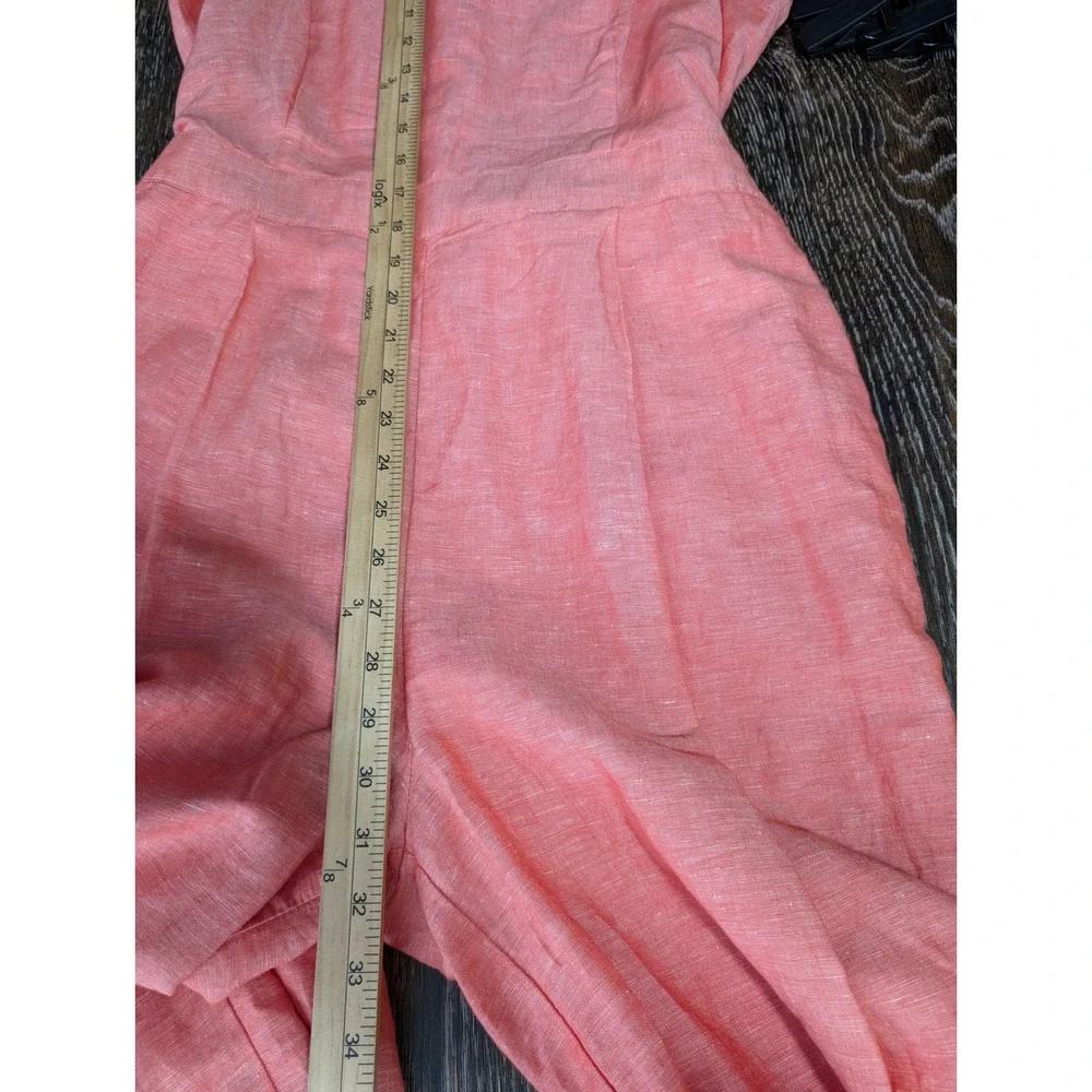 Banana Republic Womens Coral Pink Linen Blend Wide Leg Sleeveless Jumpsuit 10